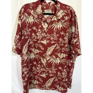 Pusser's Island Style Shirt Size L Hawaiian Tropical Short Sleeve Button Up‎